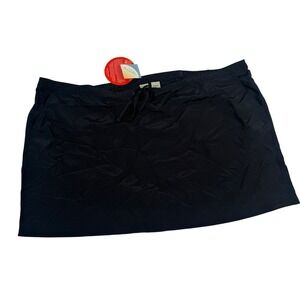 NWT LL Bean Women 2X Black Sunsmart Skirt UPF 50+ Supplex Nylon Drawstring Beach